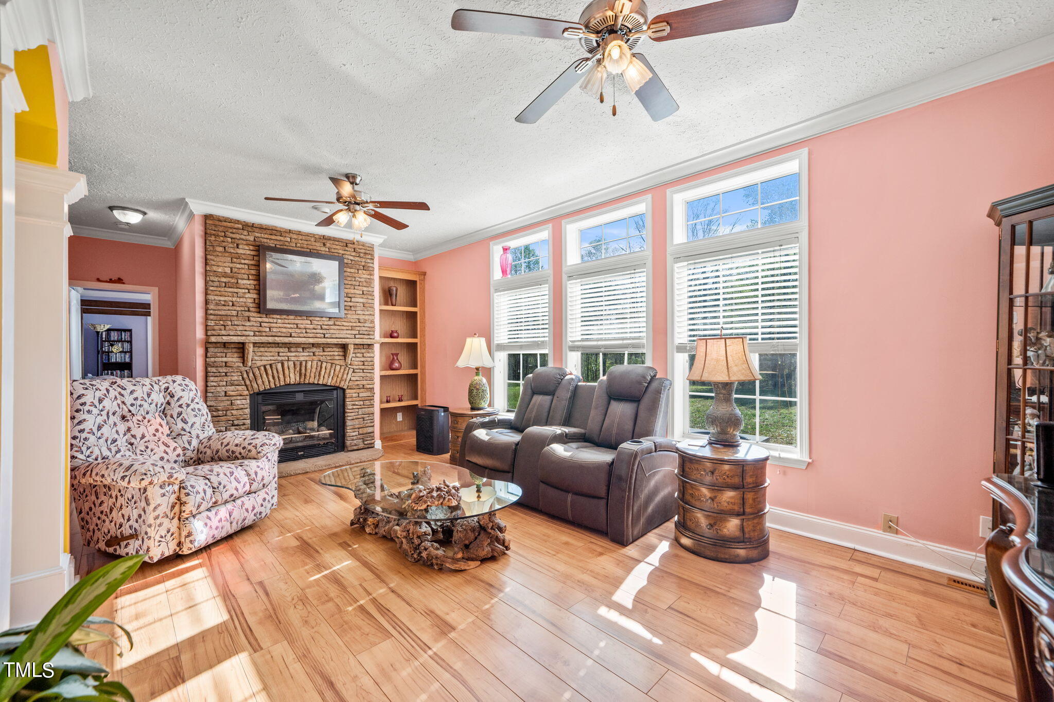 155 Esnon Road Chase City, VA 23924 - Photo 4 of 35 a living room with furniture large window and a fireplace