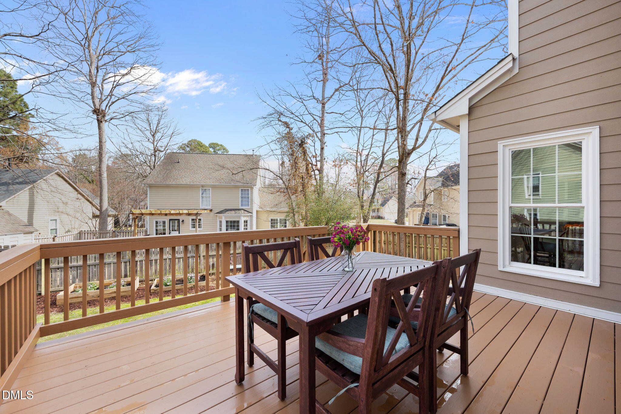 5512 Banwell Place Raleigh, NC 27613 - Photo 35 of 47 a view of a deck with furniture and wooden floor