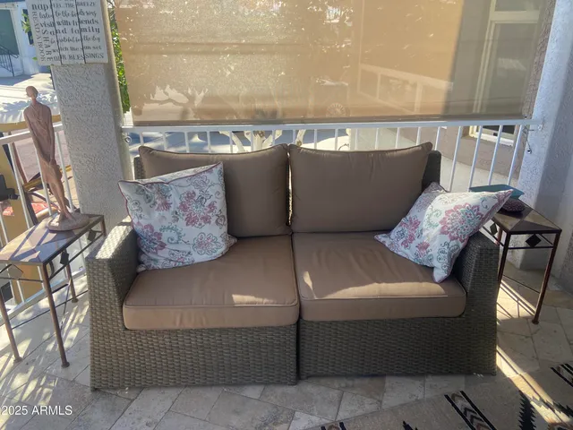 a outdoor living space with furniture