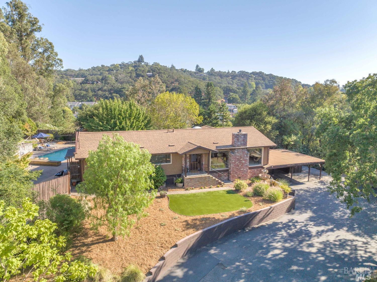 an aerial view of a house