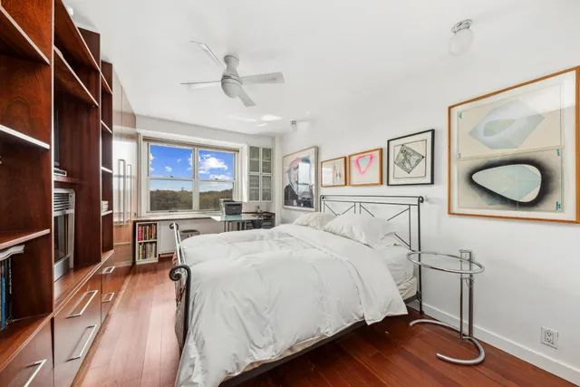 a workspace with furniture and window