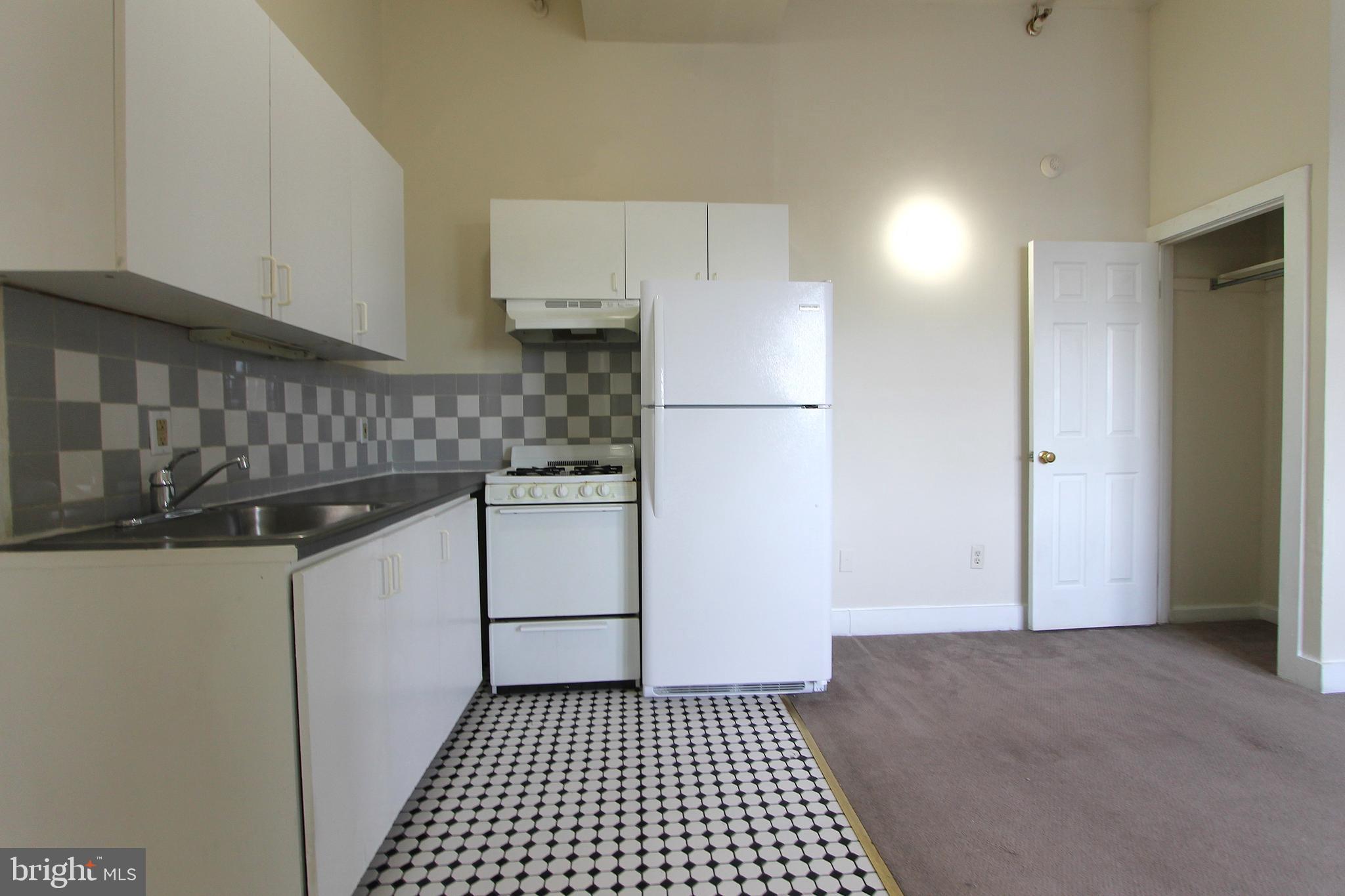 100 East Price Street, Unit 1G Philadelphia, PA 19144 - Photo 9 of 16 a kitchen with a sink a refrigerator and cabinets