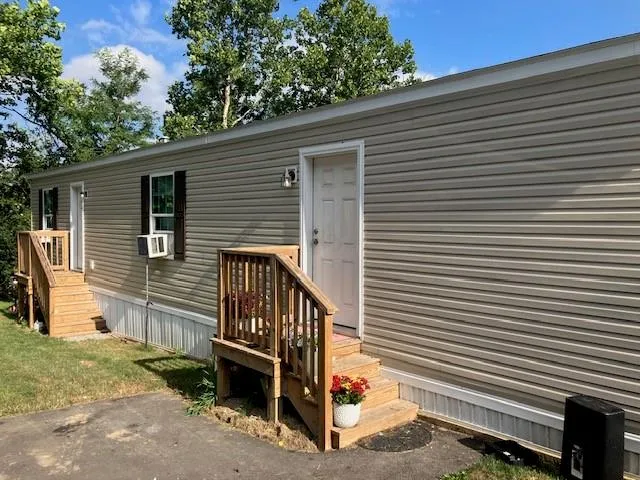 a view of a garage with a door