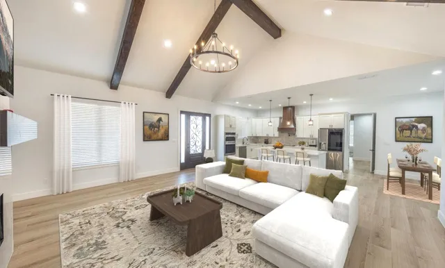 a living room with furniture