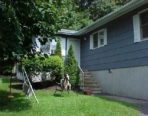 a view of a house with a backyard
