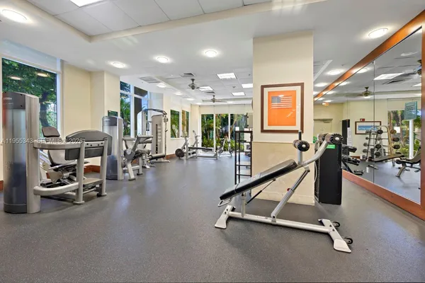 a view of a room with gym equipment