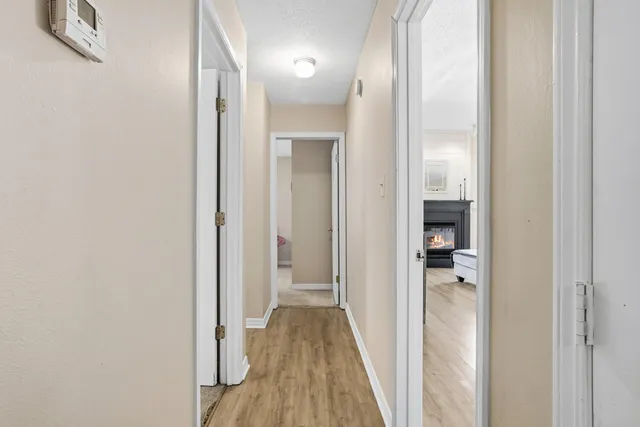 a view of patio with a table and chairs