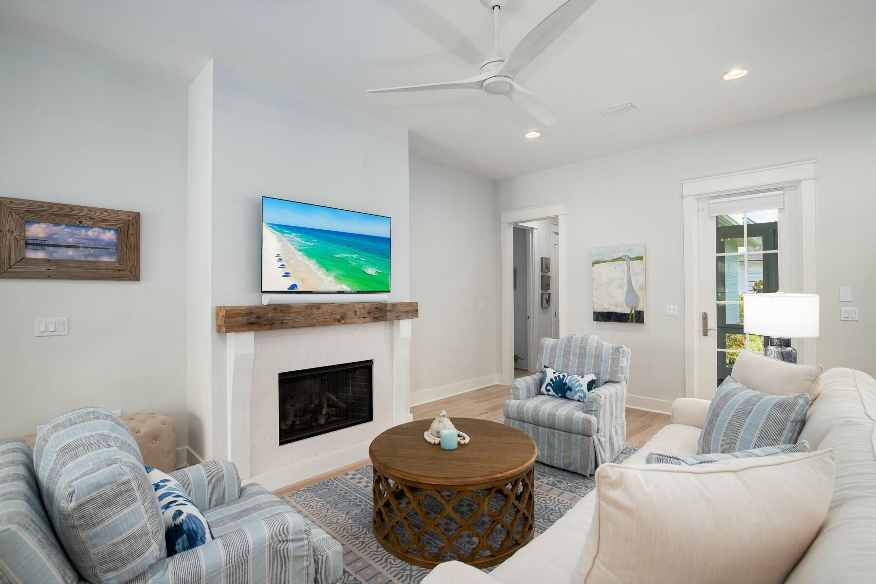91 Catface Dr Inlet Beach Inlet Beach, FL 32461 - Photo 4 of 23 a living room with furniture and a fireplace