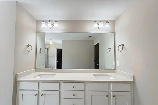 a view of a room with racks on the wall