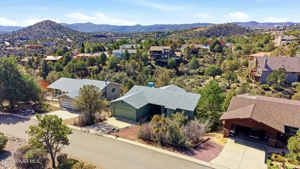 an aerial view of a house
