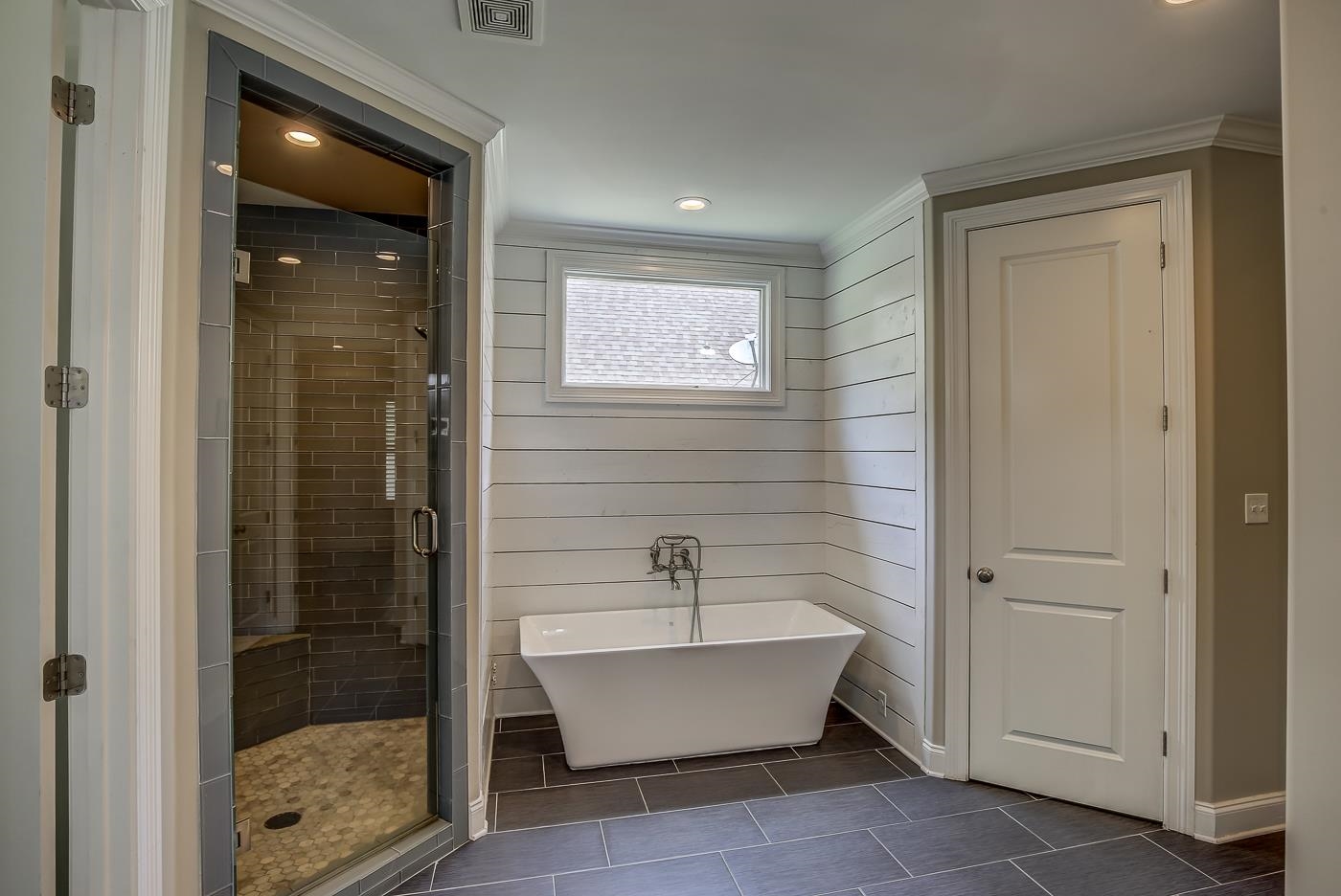 1908 Riverdale Road Germantown, TN 38138 - Photo 16 of 40 Bathroom with tile patterned flooring, independent shower and bath, and ornamental molding