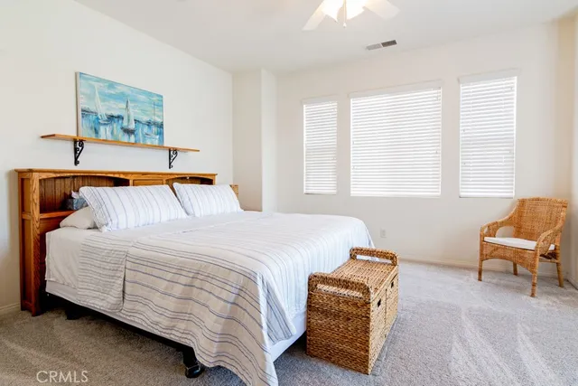 a bedroom with a bed and a couch