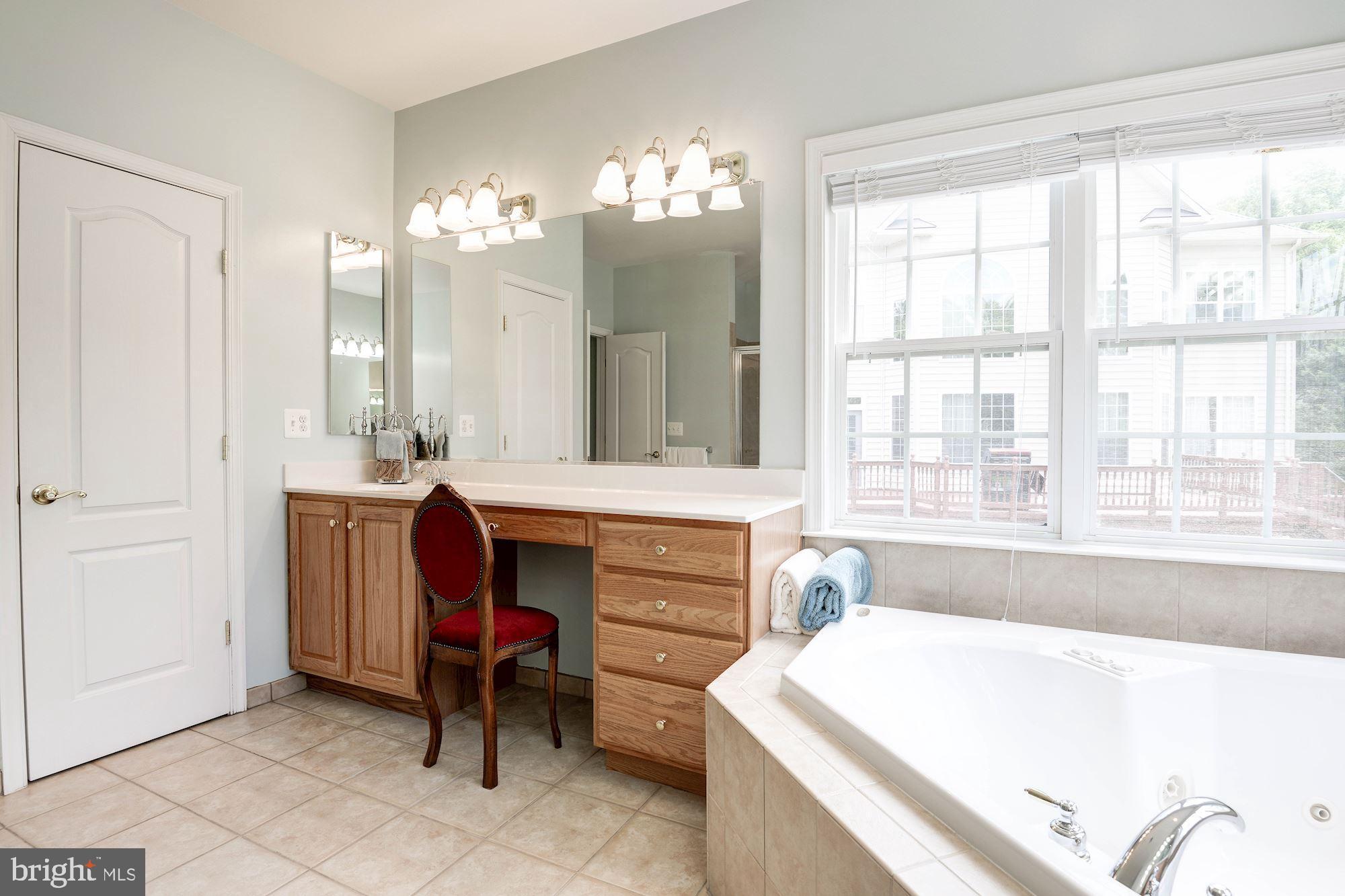 7104 Ayers Meadow Lane Springfield, VA 22150 - Photo 37 of 62 a bathroom with a sink a tub and a large mirror