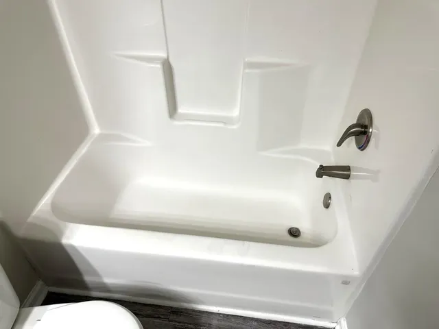 a bathroom with a bathtub