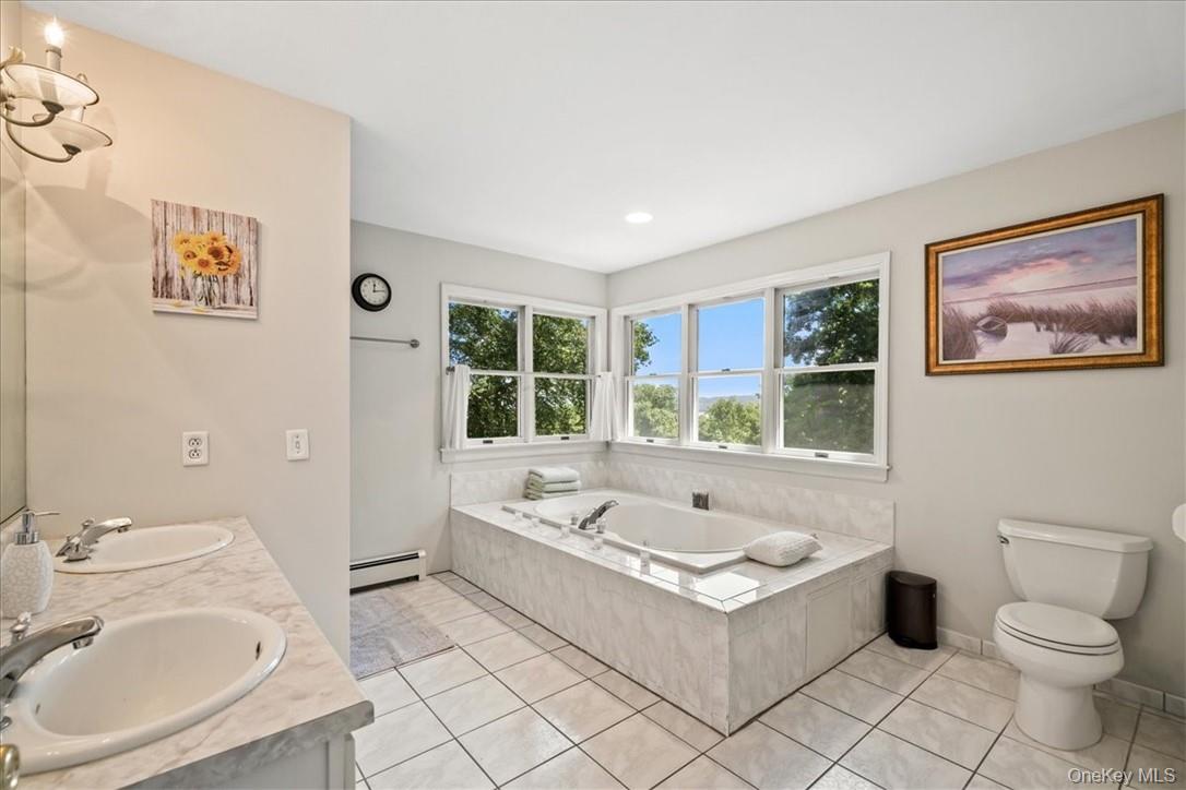 613 Rte 9W Piermont, NY 10968 - Photo 19 of 37 a bathroom with a tub sink toilet and mirror