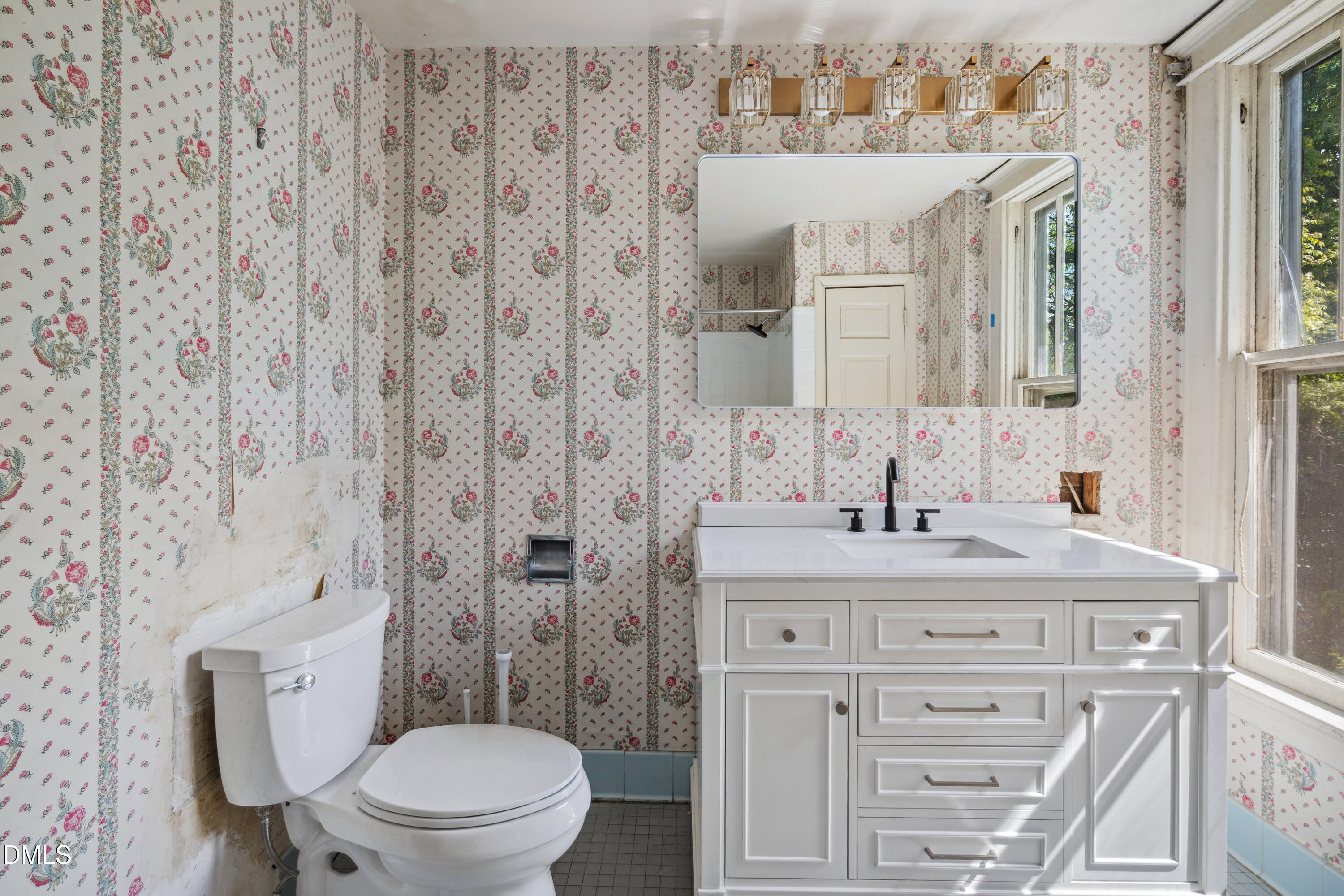 116 Hawthorne Road Raleigh, NC 27605 - Photo 30 of 61 a bathroom with a sink a toilet and a mirror