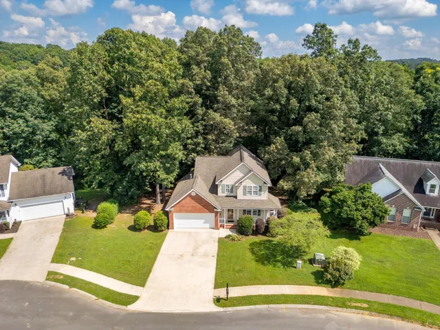 an aerial view of a house
