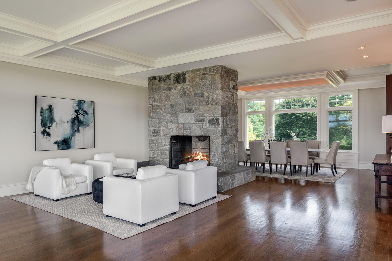 84 Turtle Back Road New Canaan, CT 06840 - Photo 8 of 35 a living room with furniture and a fireplace