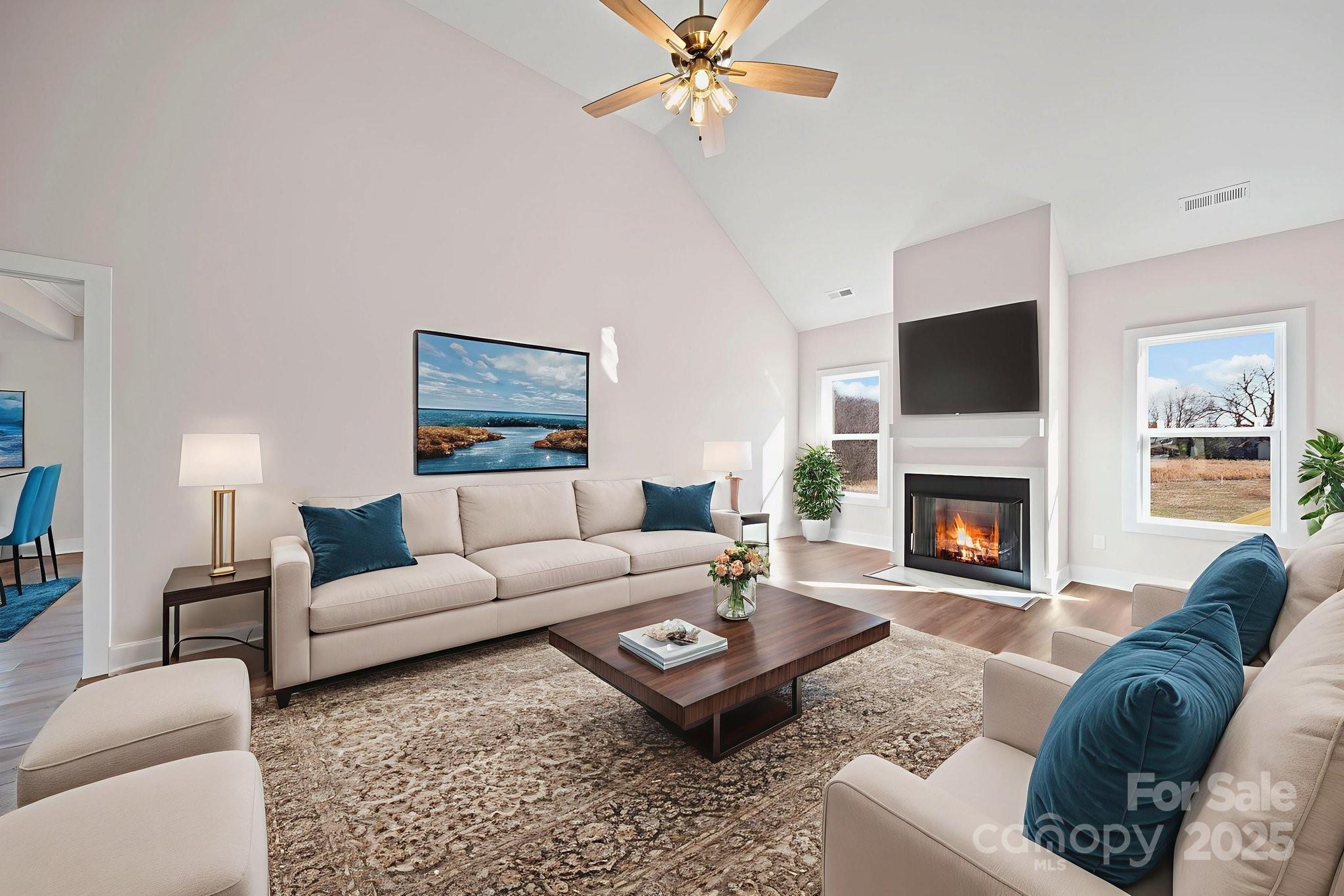 4106 New Salem Road Marshville, NC 28103 - Photo 12 of 46 a living room with furniture a fireplace and a flat screen tv