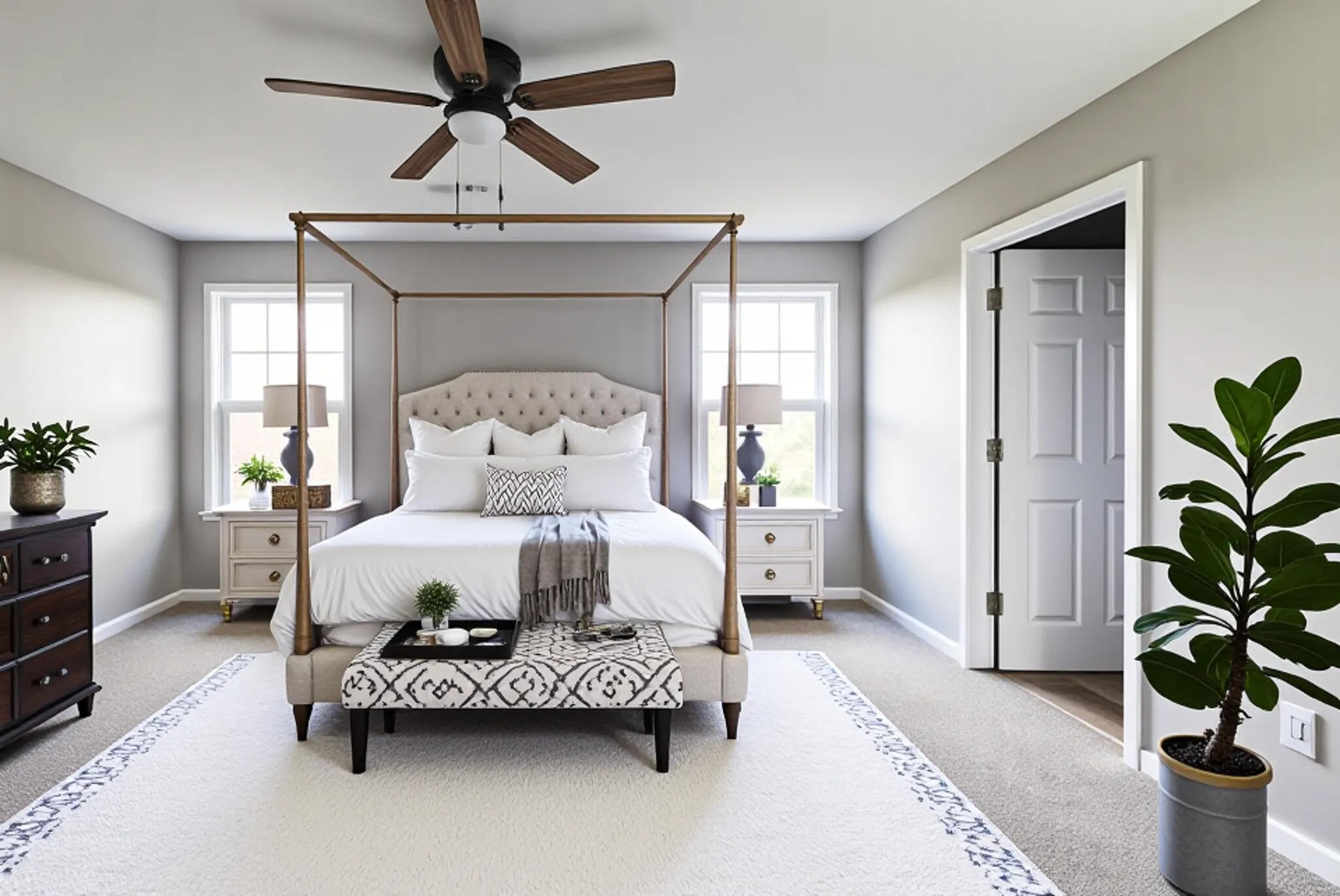 403 Wolf Street Rensselaer, IN 47978 - Photo 26 of 38 a bedroom with a bed and a potted plant