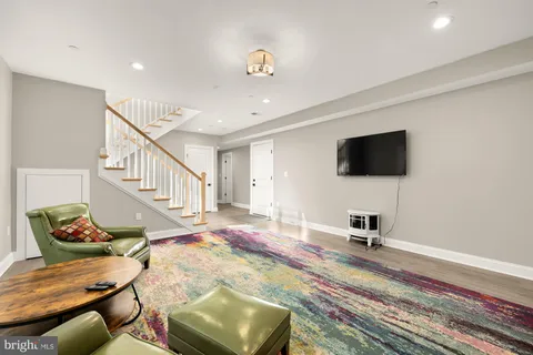 a view of a hallway with workspace