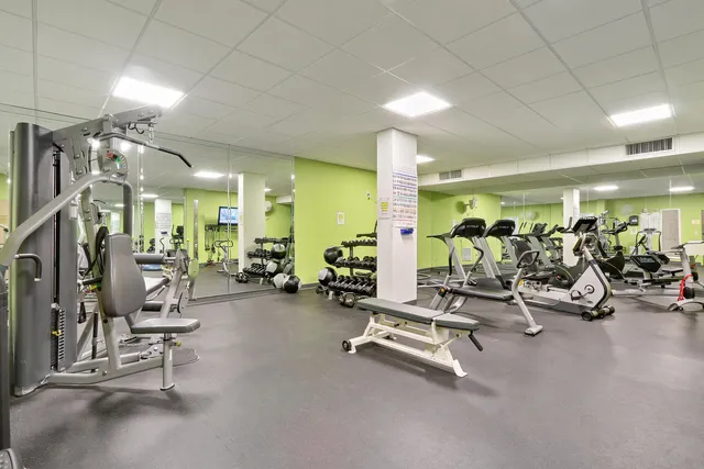 a view of a room with gym equipment