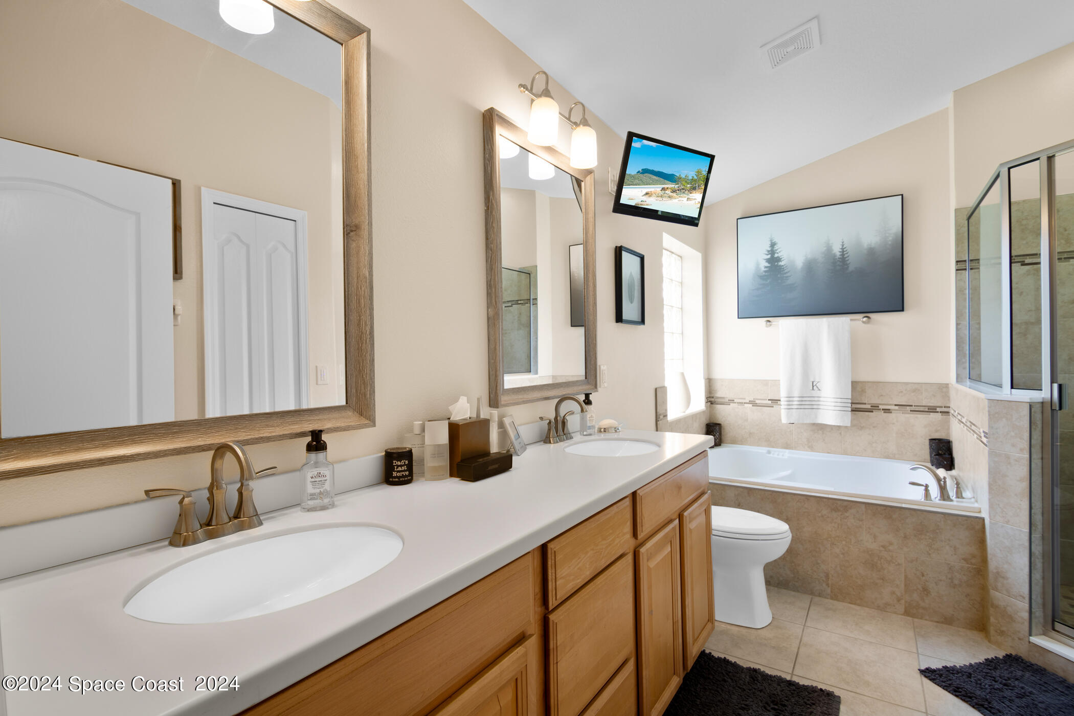 3412 Siderwheel Drive Rockledge, FL 32955 - Photo 20 of 39 a bathroom with a granite countertop sink and a mirror