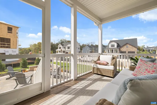 a balcony view with a couch