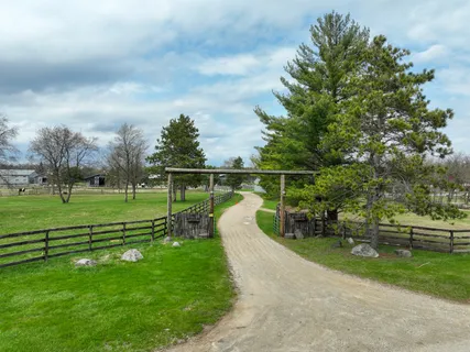 a garden view with a sitting space
