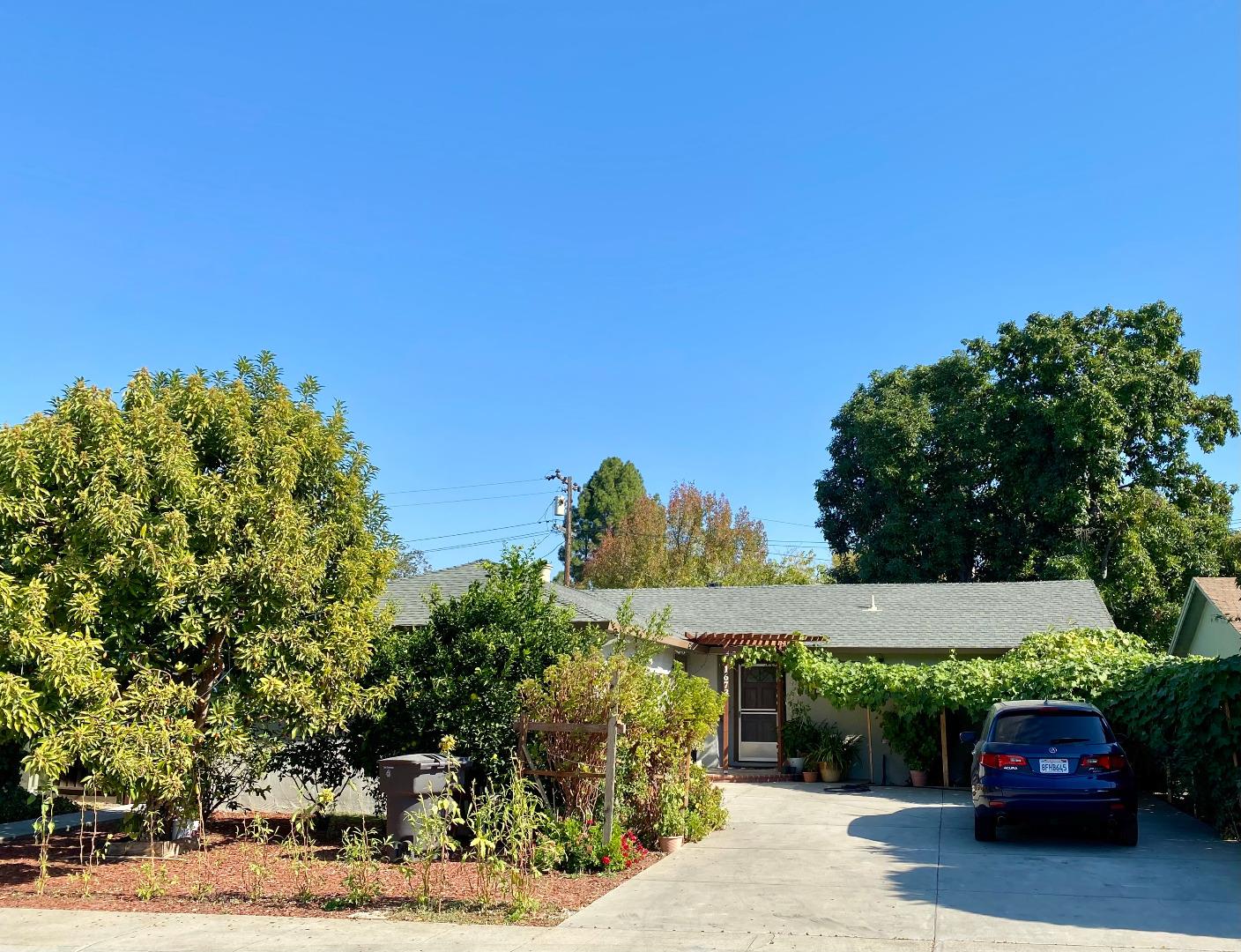 a house view with a garden space