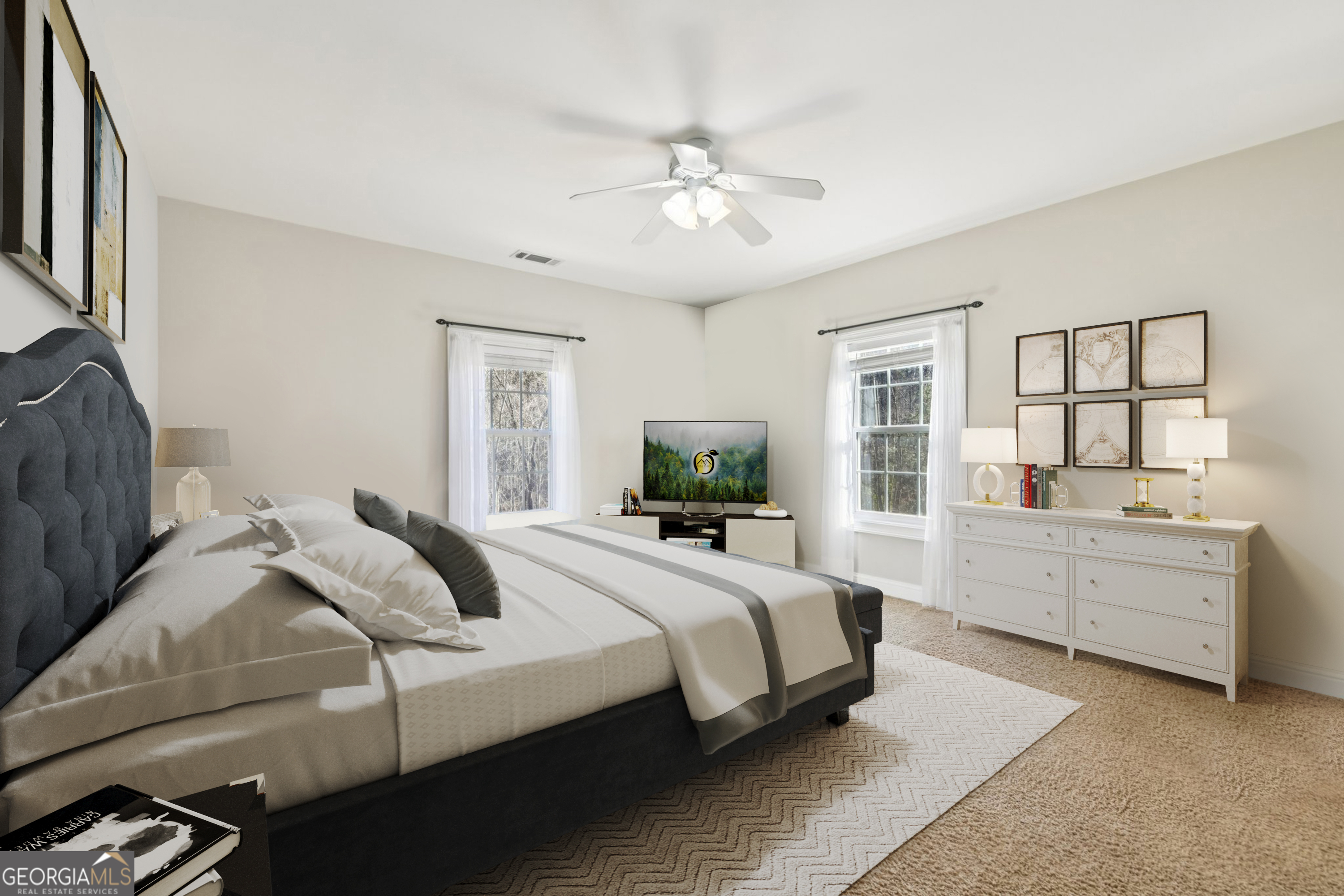 590 Ridge Road Dawsonville, GA 30534 - Photo 17 of 79 a bedroom with a large bed and a window