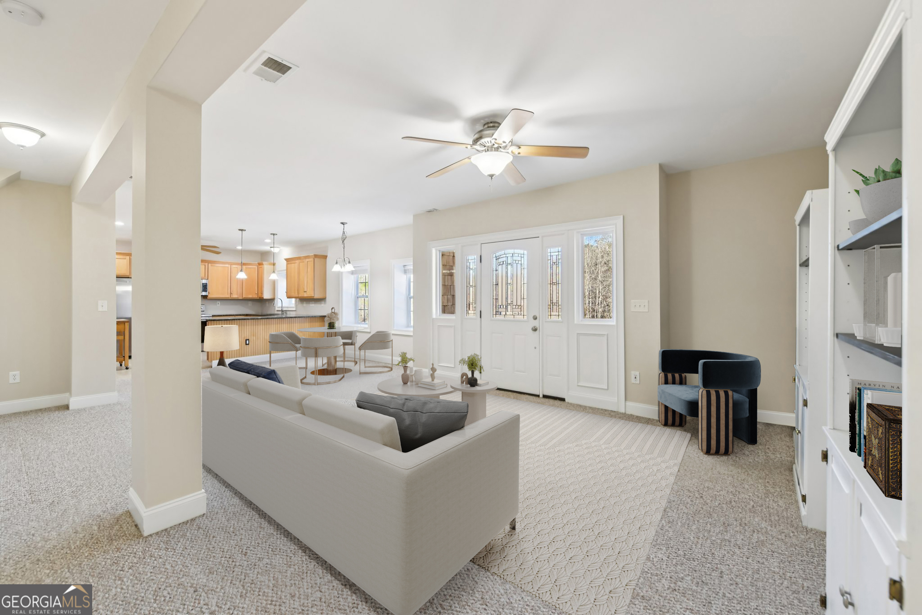 590 Ridge Road Dawsonville, GA 30534 - Photo 36 of 79 a living room with furniture a fireplace and a flat screen tv
