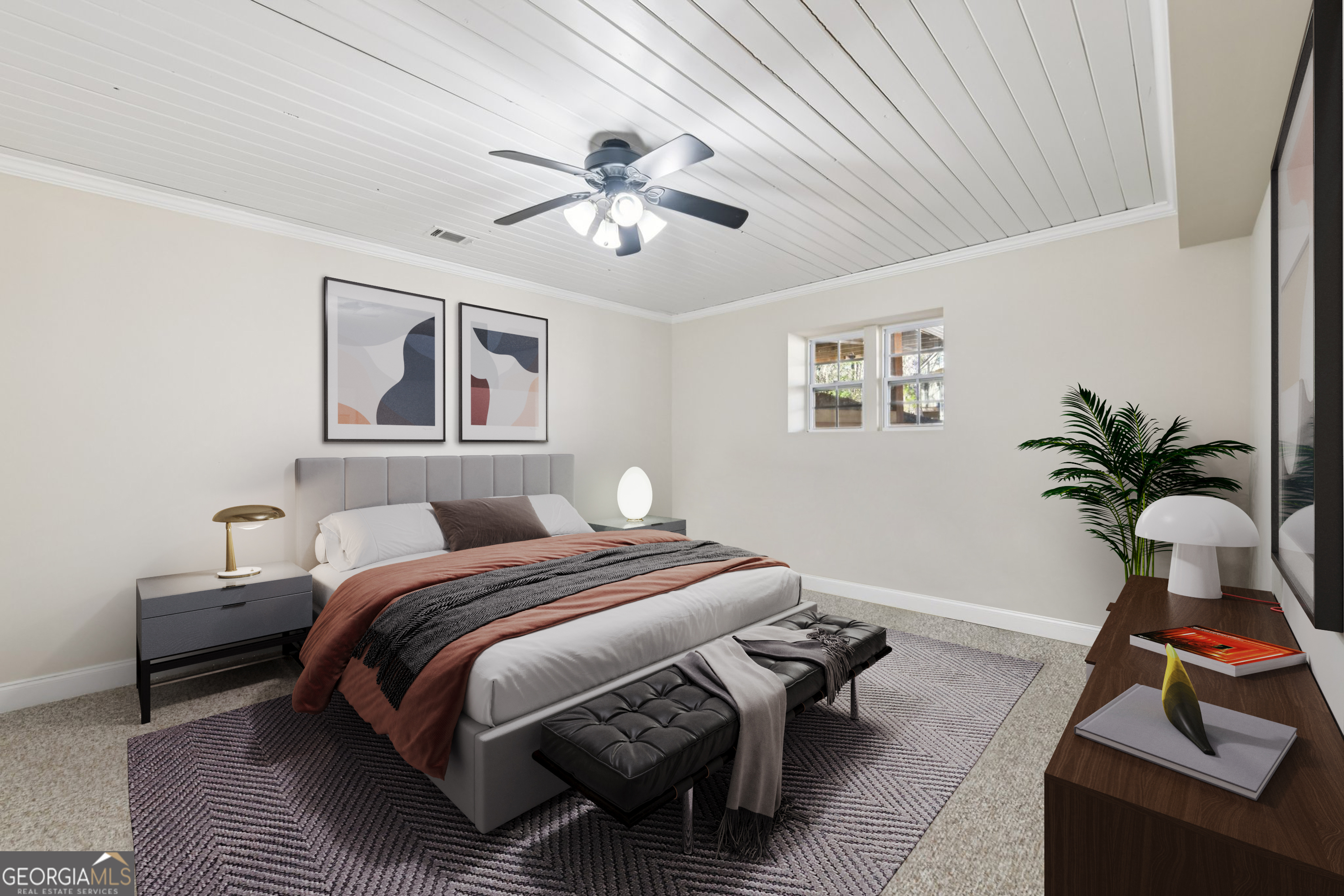 590 Ridge Road Dawsonville, GA 30534 - Photo 48 of 79 a bedroom with a bed a couch and potted plant on the dresser