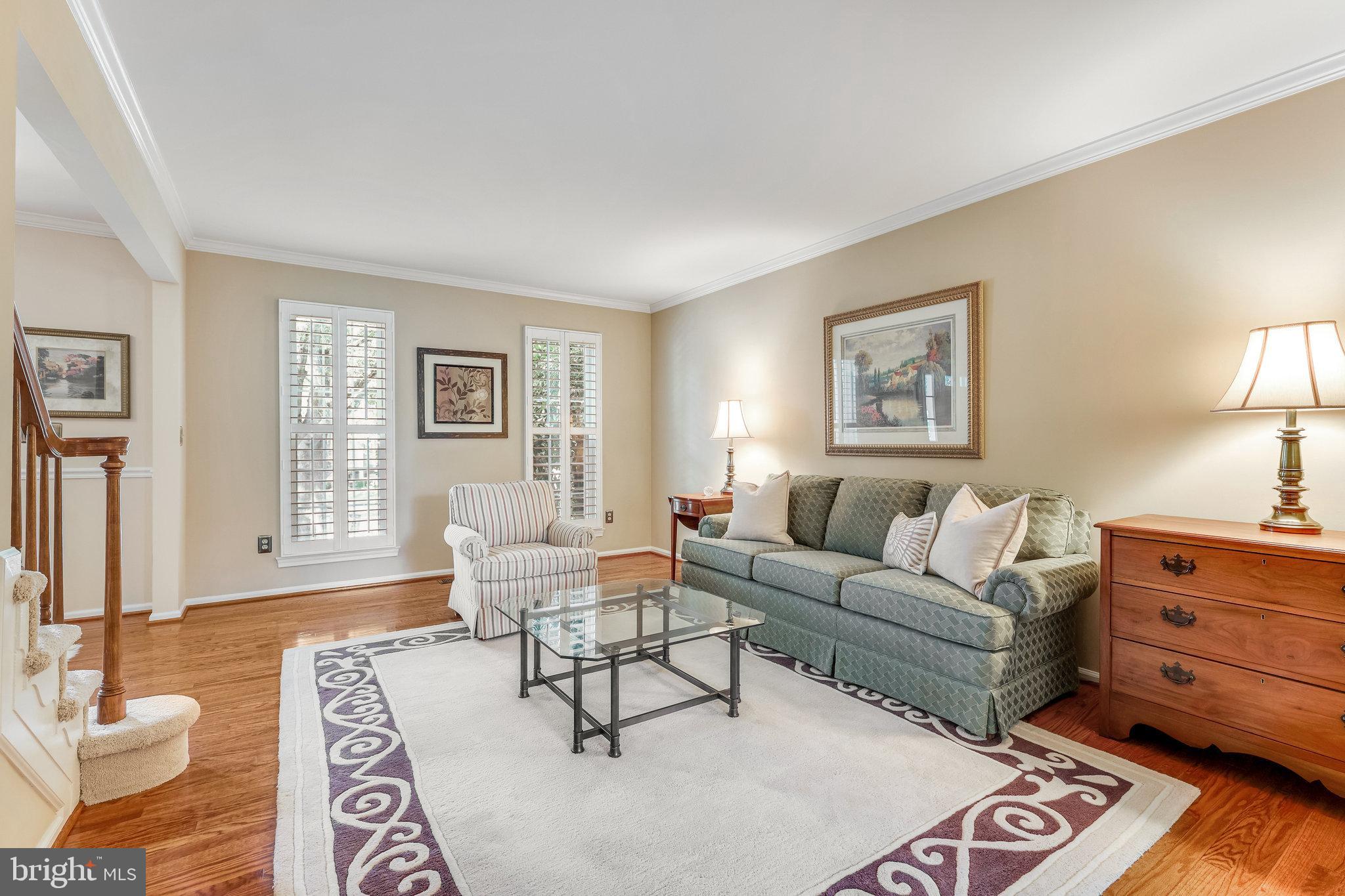 Lovely living room- plantation shutters