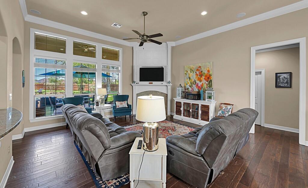 74 Independence Trail Waco, TX 76708 - Photo 6 of 40 a living room with furniture fireplace and flat screen tv