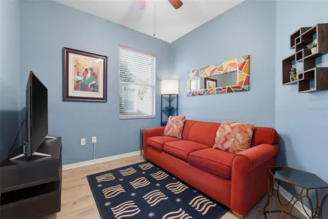 a bedroom with a bed and furniture