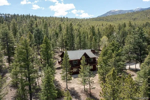 a view of a house with a yard and a forest