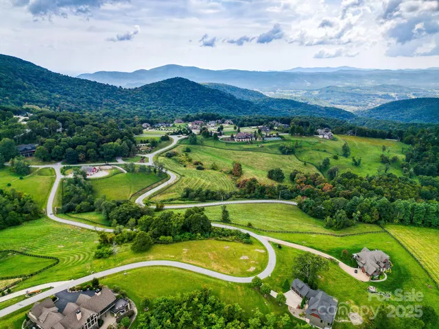 an aerial view of a house with a garden
