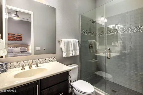 a workspace with furniture and a window