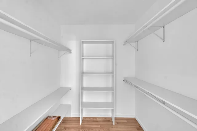 a view of an empty walk in closet
