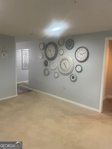 a view of a hallway with elevator