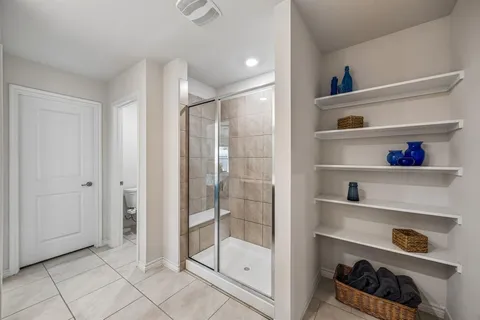 a bathroom with a shower