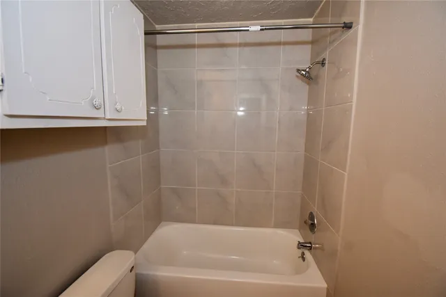 a bathroom with a bathtub