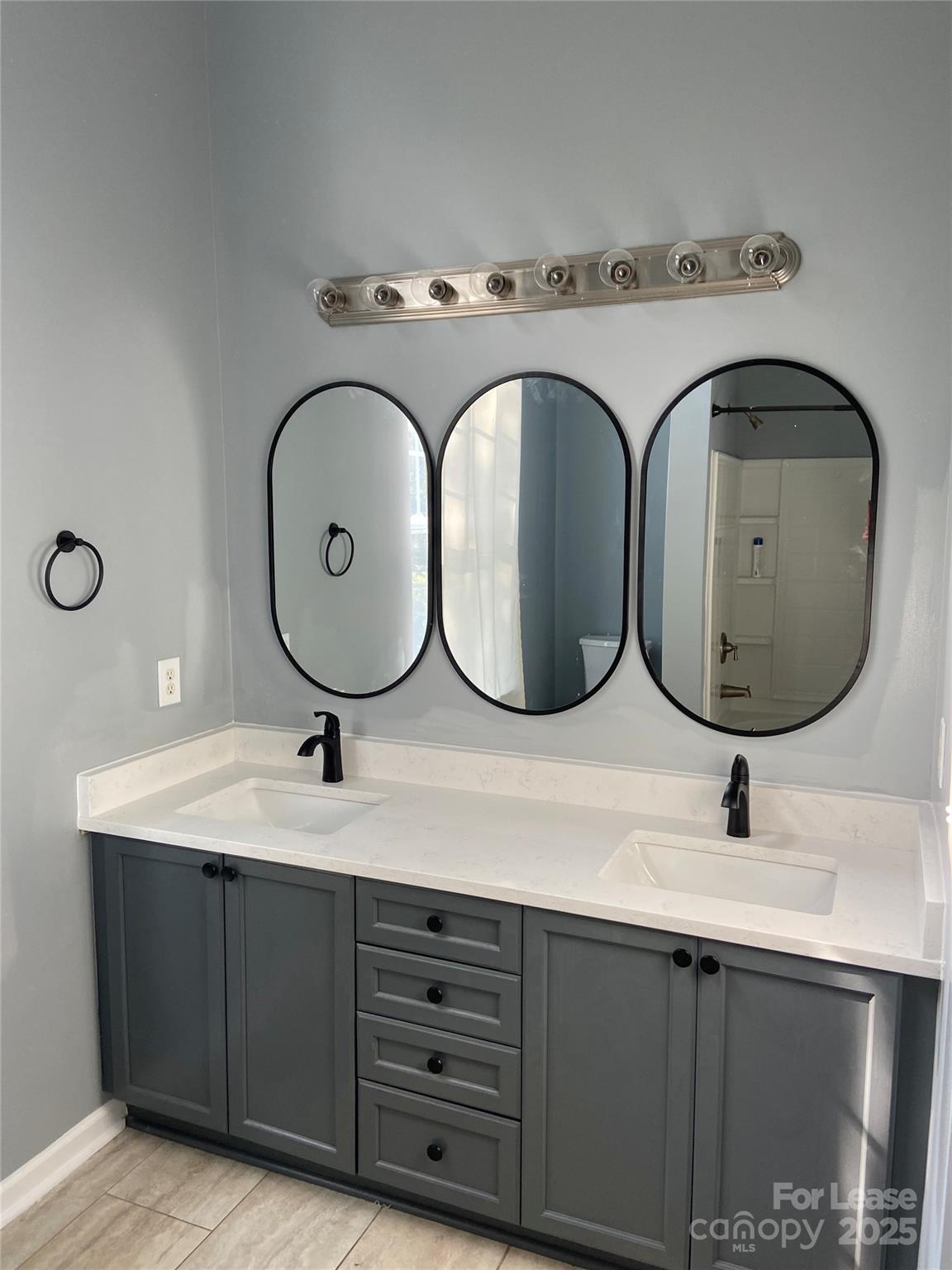 1131 Central Park Circle Davidson, NC 28036 - Photo 19 of 21 a bathroom with a granite countertop sink and a mirror