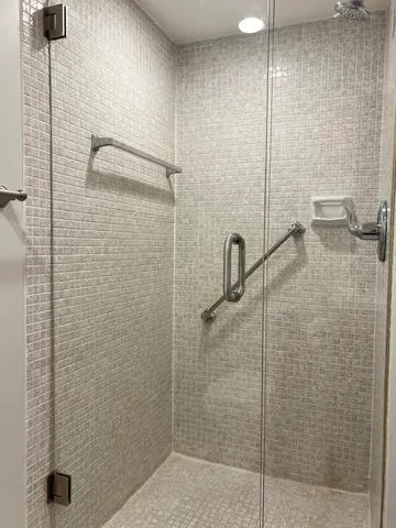 a bathroom with a shower