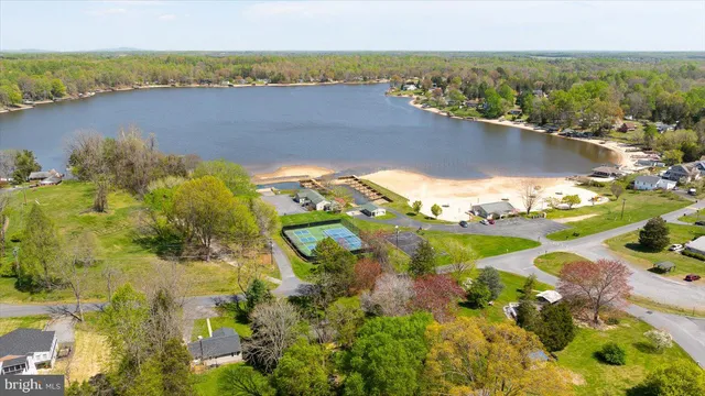 a view of a lake with a mountain in the background