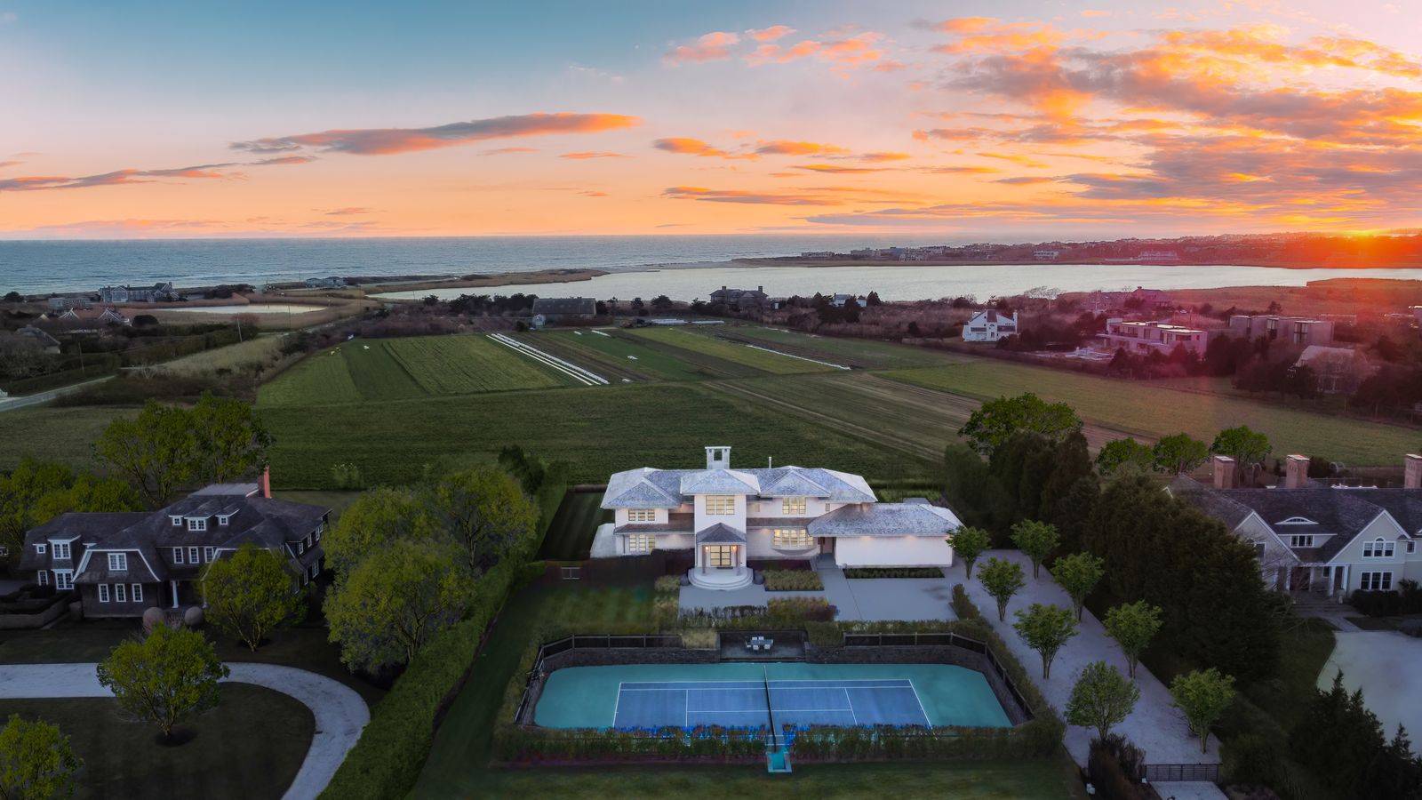 Undisclosed Address Sagaponack, NY 11962 - Photo 2 of 40 an aerial view of a house with a lake view