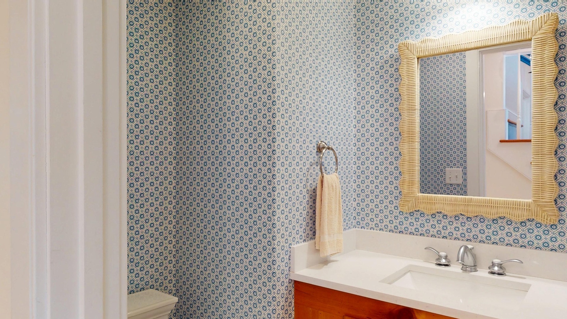 39 A Milk Street Nantucket, MA 02554 - Photo 27 of 56 a bathroom with a sink and a mirror