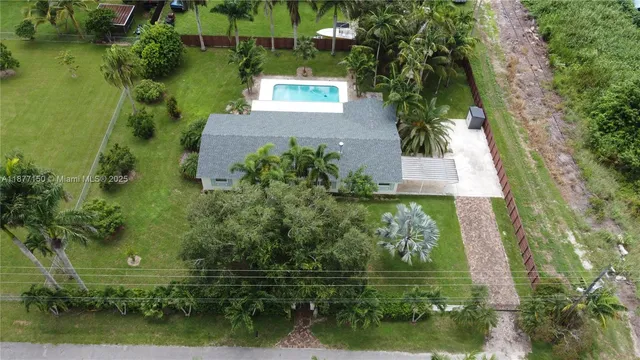 an aerial view of a house