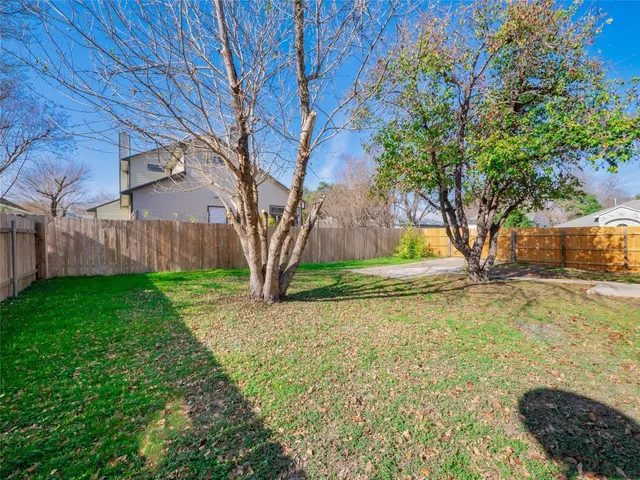 a tree in front of a house with a yard